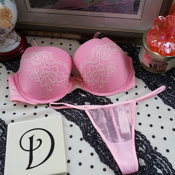 Victoria's Secret Incredible Bra Size 36D + Fishnet Thong Panty M Bundle NWT - Picture 3 of 16